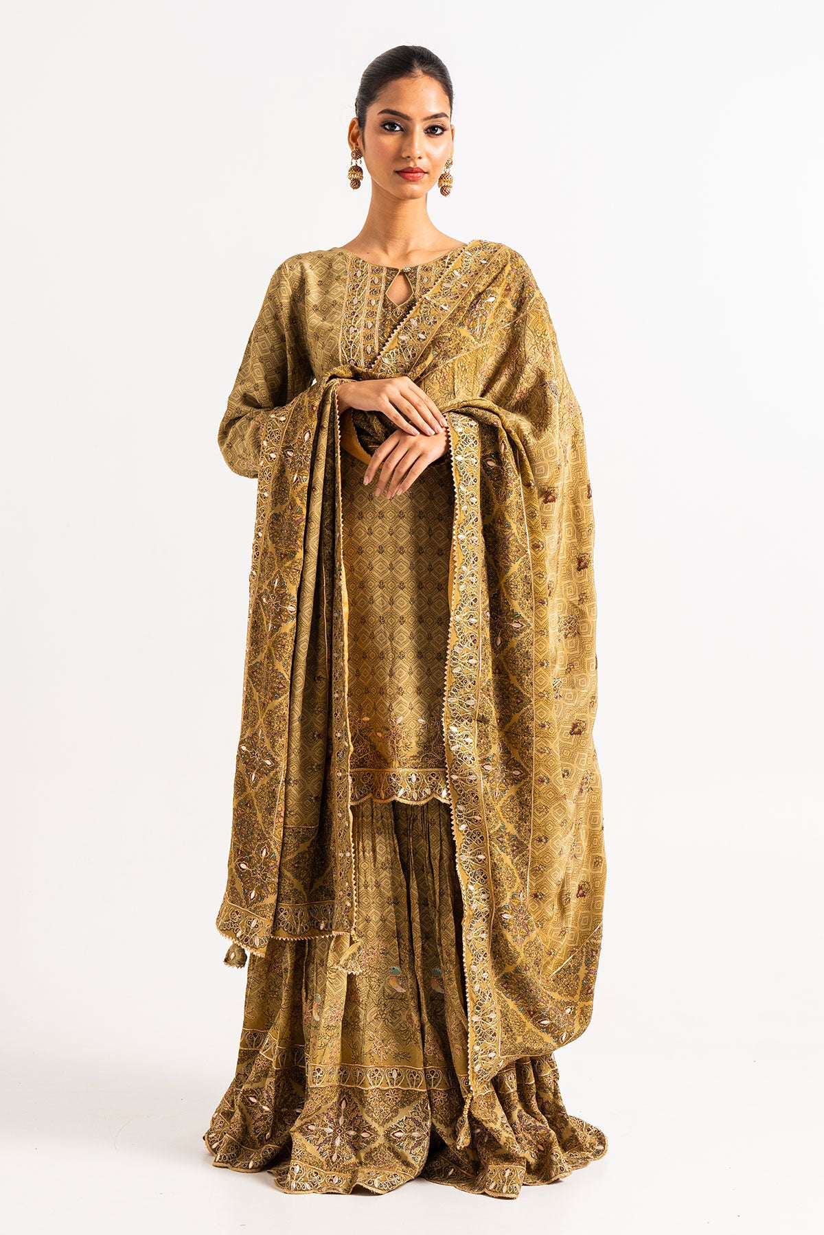 Pista Green Printed Gharara Set