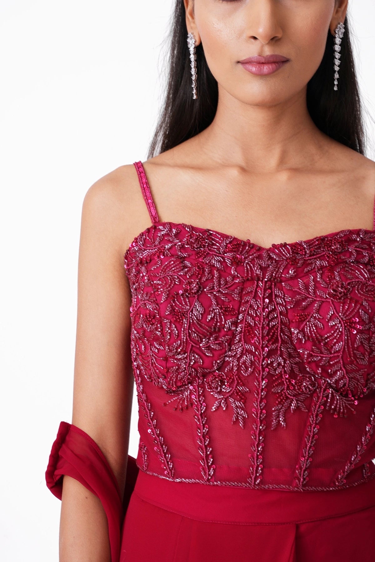 Pink Corset Pre-Draped Saree In Georgette