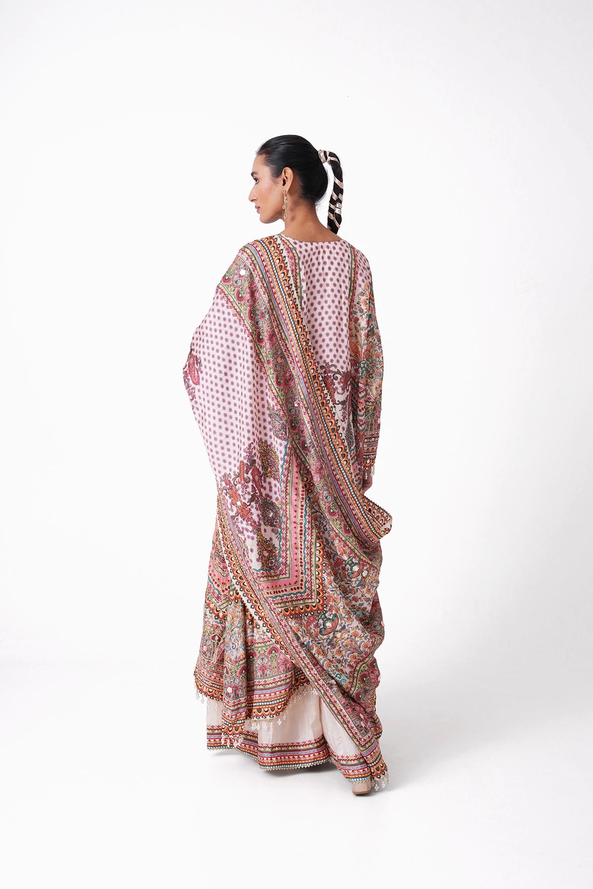 Dark Ivory Multicoloured Printed Suit Set In Opada Silk