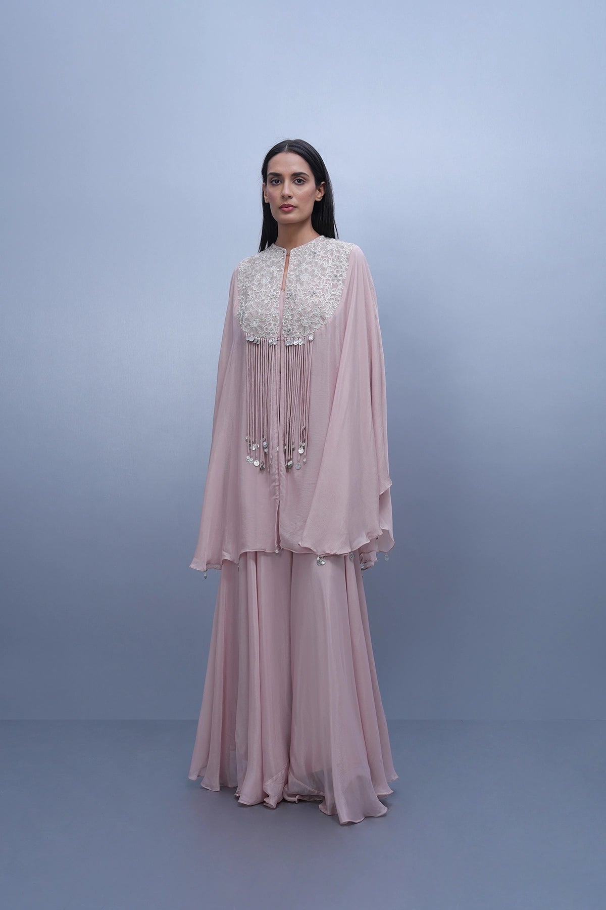 Light pink cape style top and palazzo