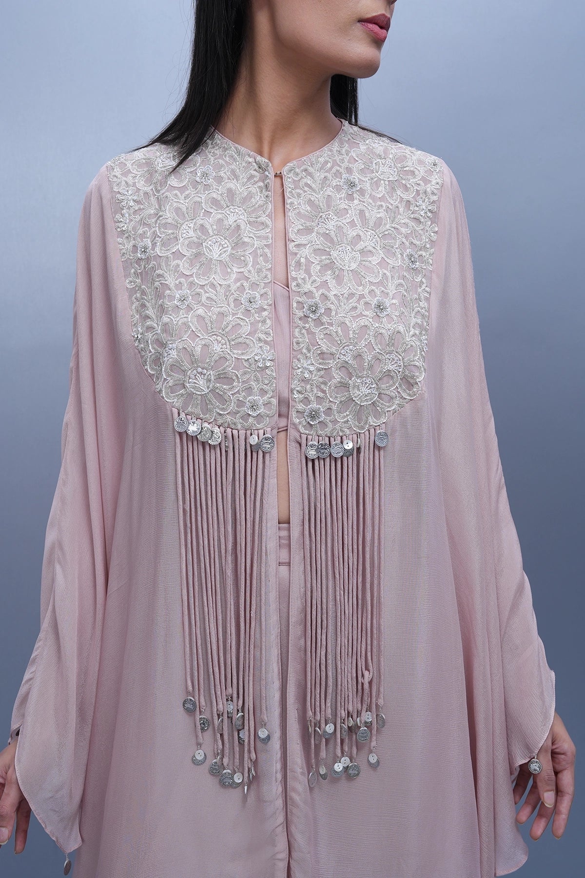 Light pink cape style top and palazzo
