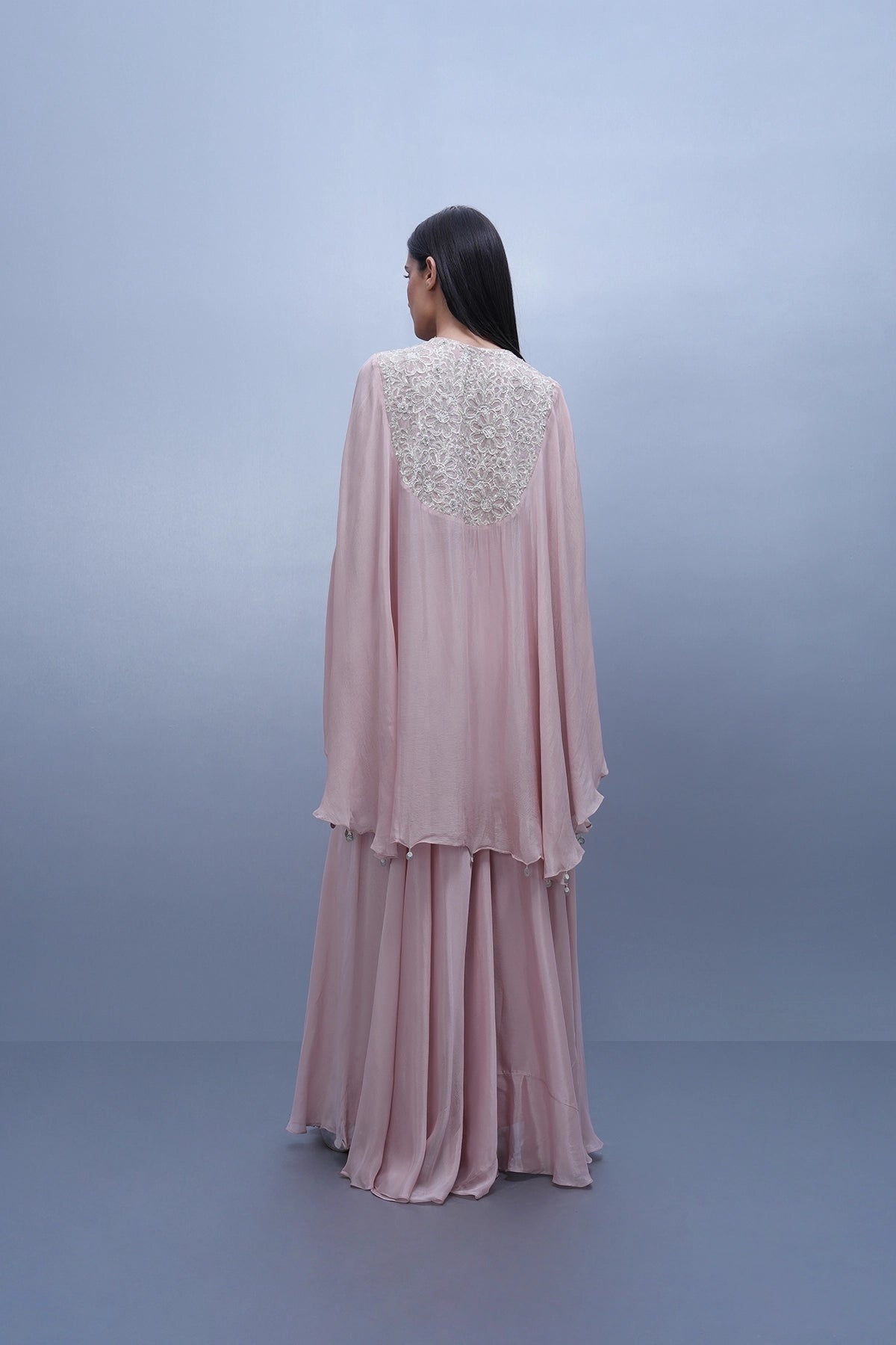 Light pink cape style top and palazzo