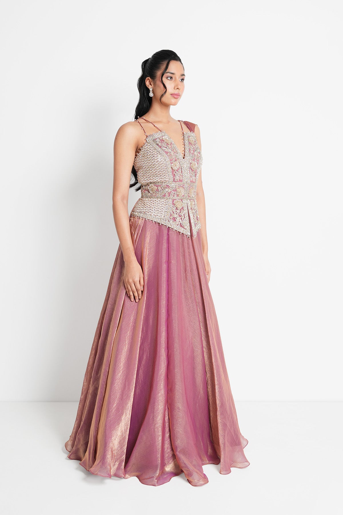 Muted Rose One-piece Gown in Tissue