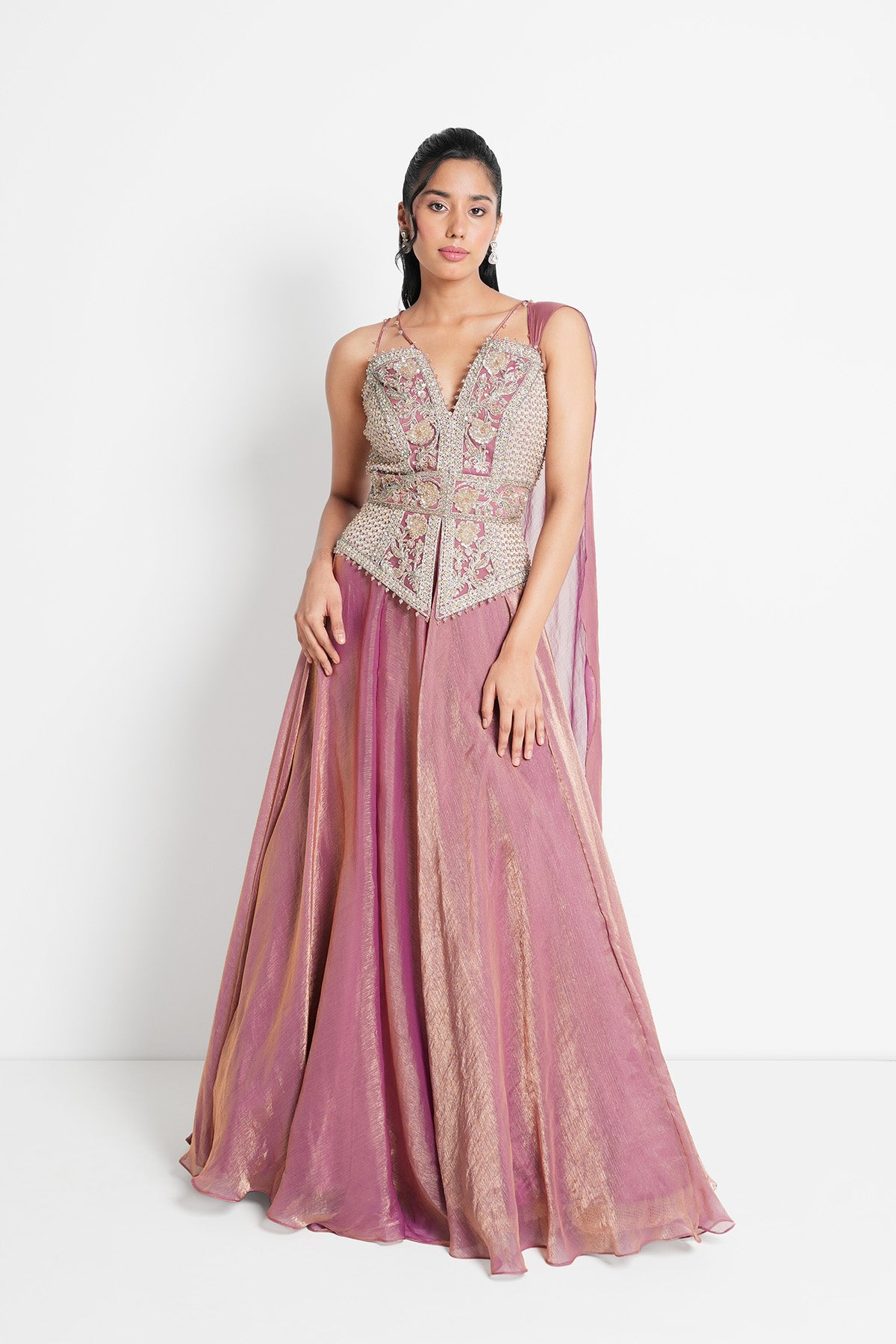 Muted Rose One-piece Gown in Tissue