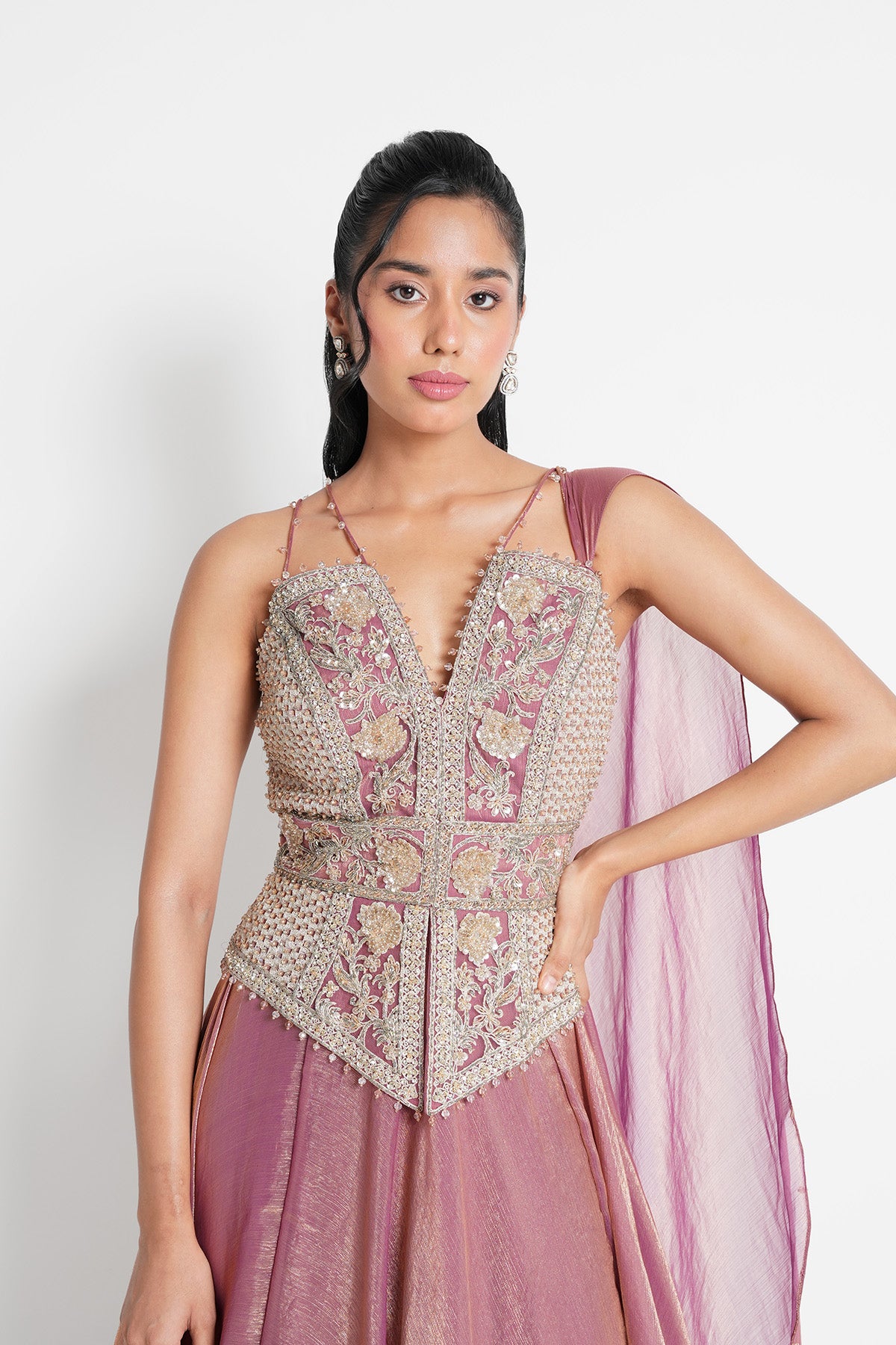 Muted Rose One-piece Gown in Tissue