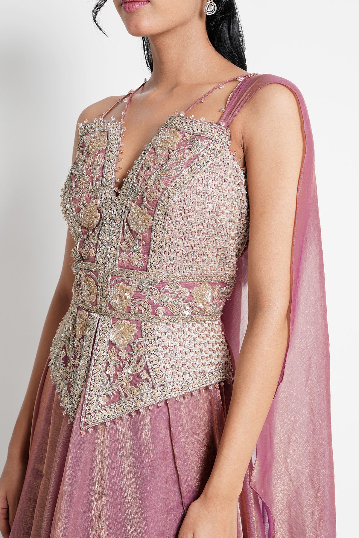 Muted Rose One-piece Gown in Tissue