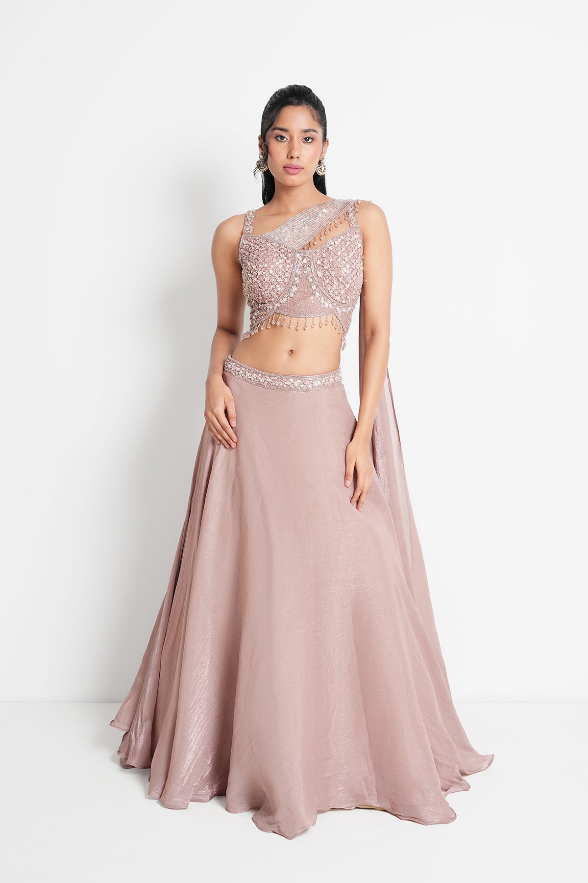 Dusty Blush Pink Lehenga Set in Tissue