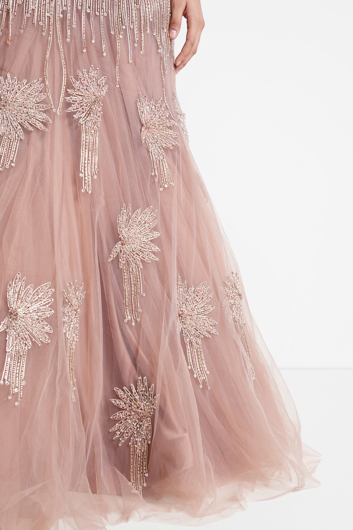 Dusty Rose Fishcut Lehenga Saree Set