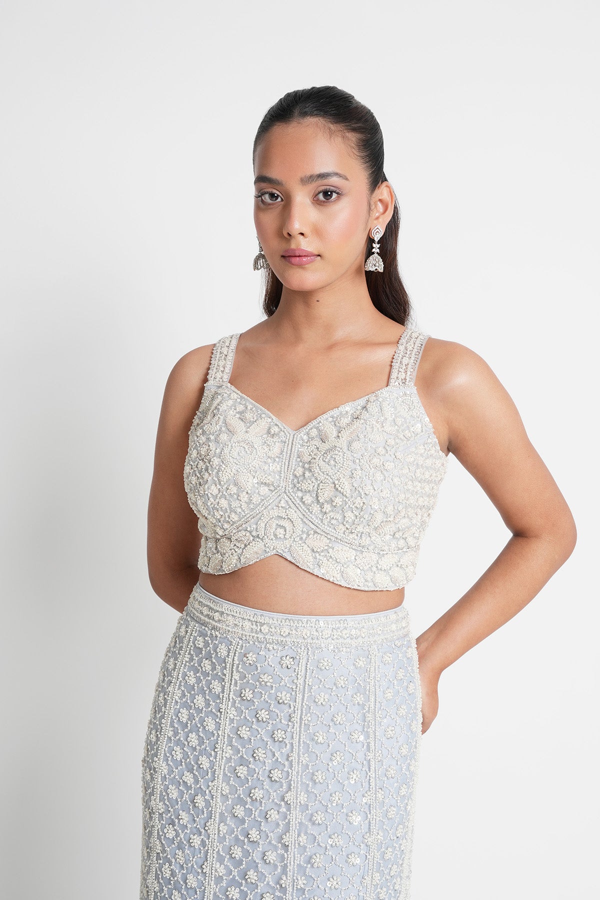 Misty Blue Ombre Fishcut Lehenga Set
