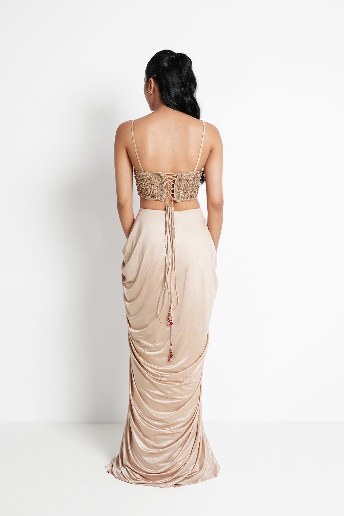 Nude Beige Corset Indo-Western one-piece