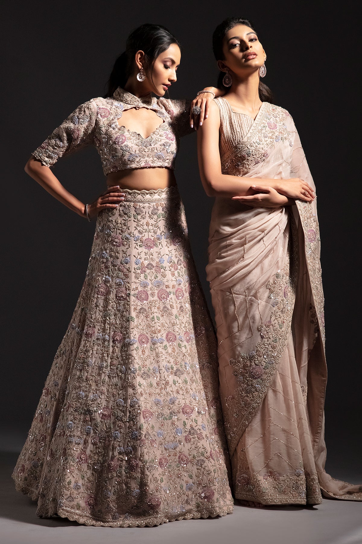 Hazelnut Hand Embroidered Saree Panihari