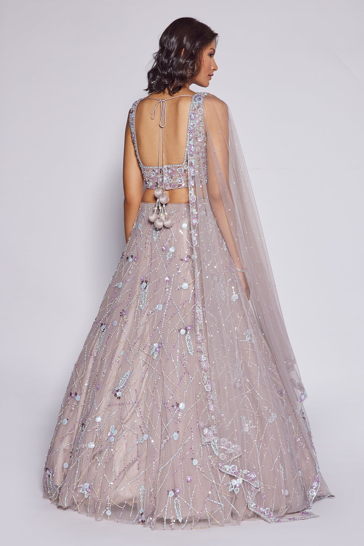 Panihari-Deauville-Mauve-Embroidered-Lehenga-Set in Net
