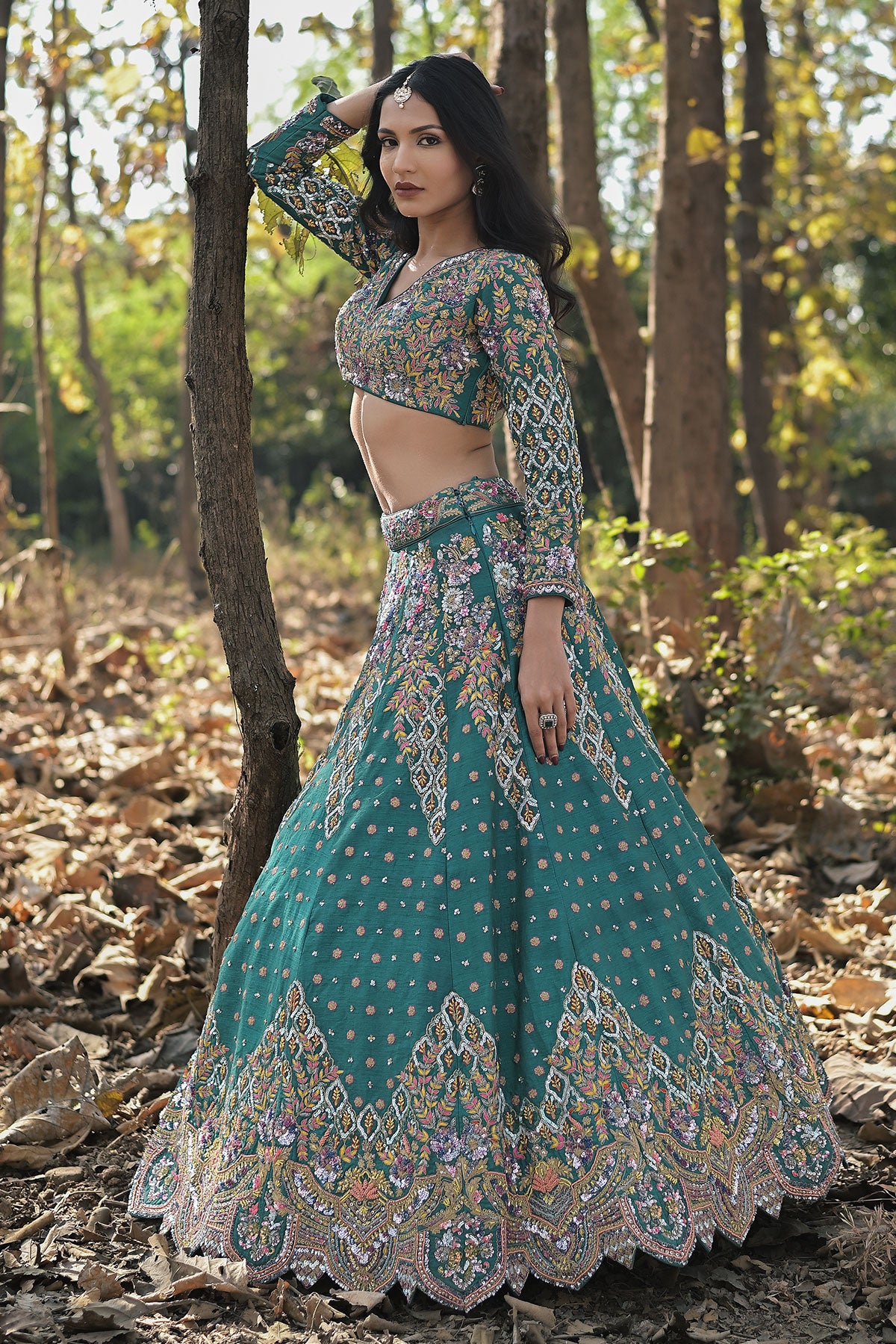 SERA II- slate teal blue lehenga set