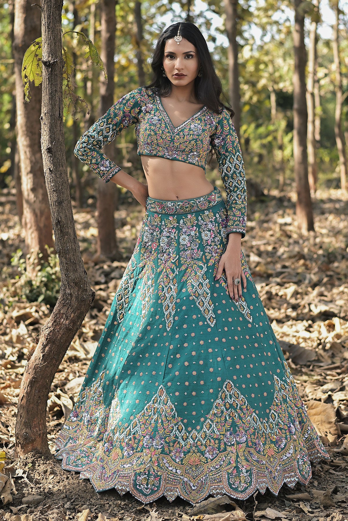 SERA II- slate teal blue lehenga set