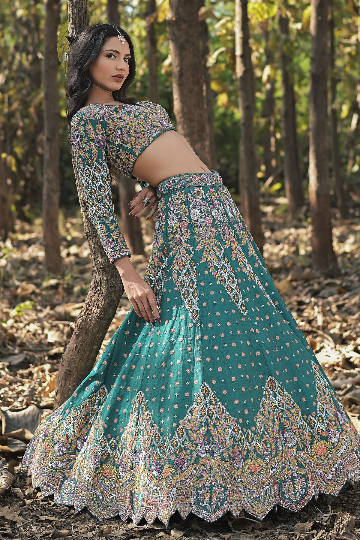 SERA II- slate teal blue lehenga set