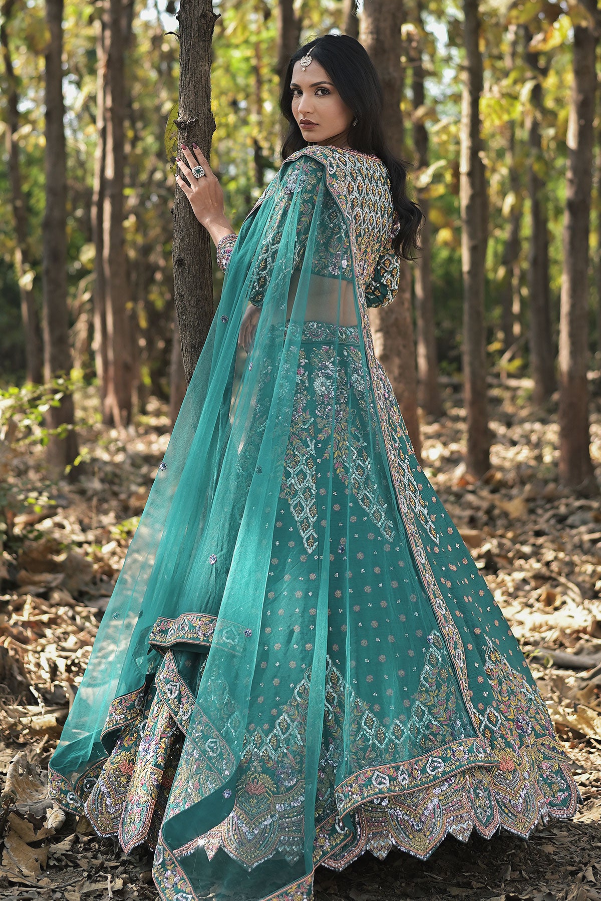 SERA II- slate teal blue lehenga set