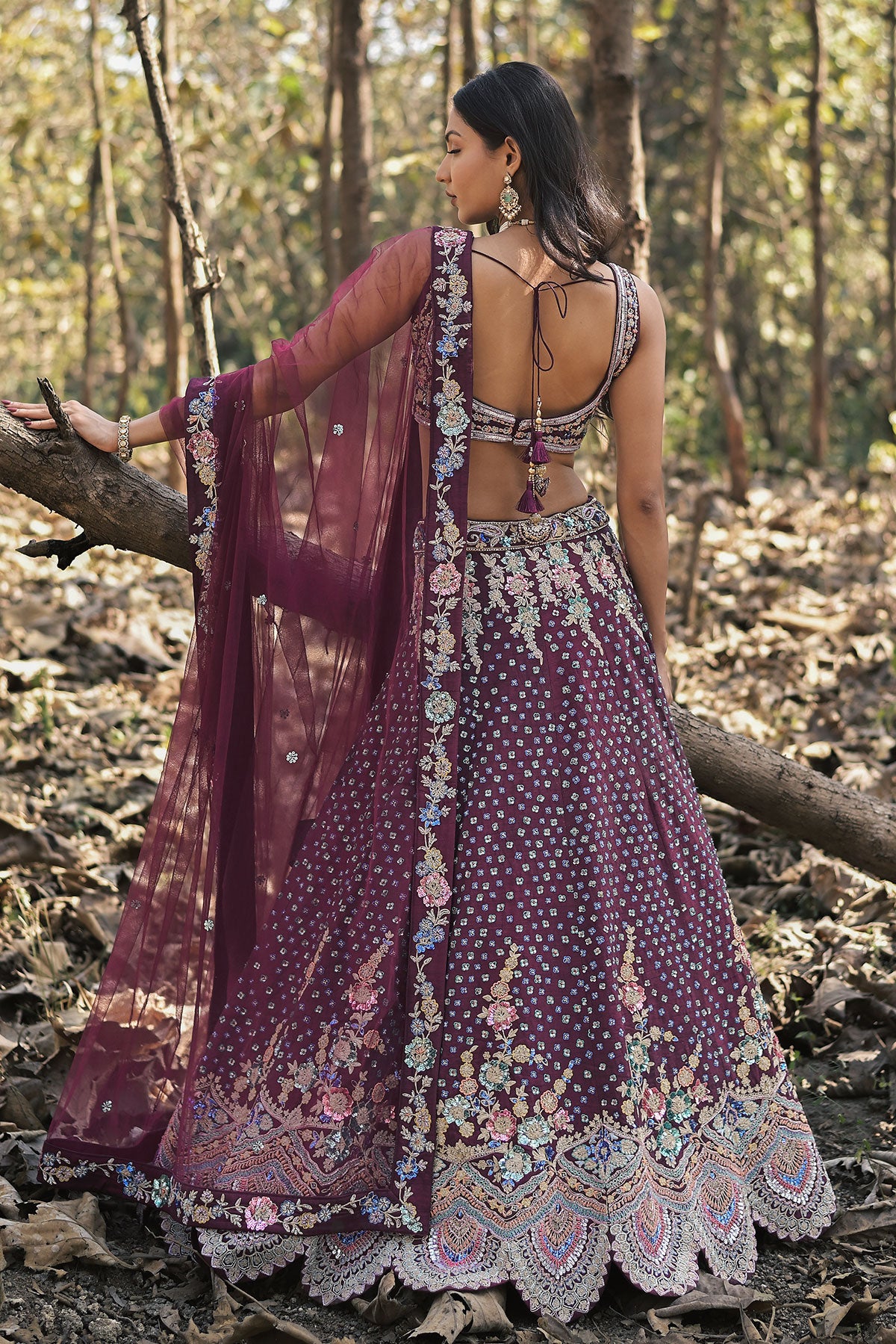 SERA IV- violet lehenga set in raw silk
