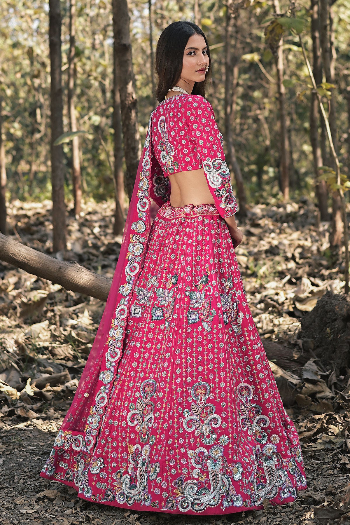 SERA V- rani pink lehenga set in raw silk