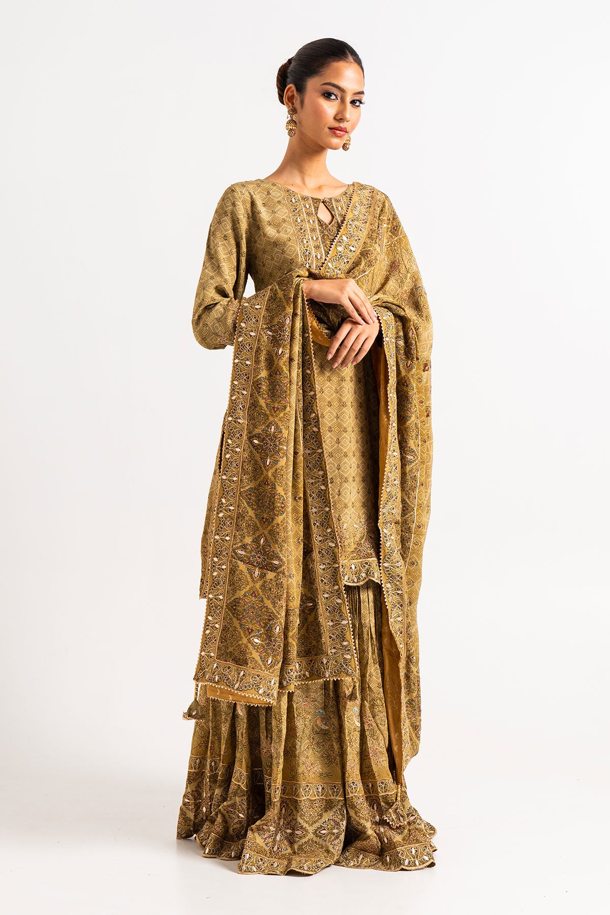 Pista Green Printed Gharara Set