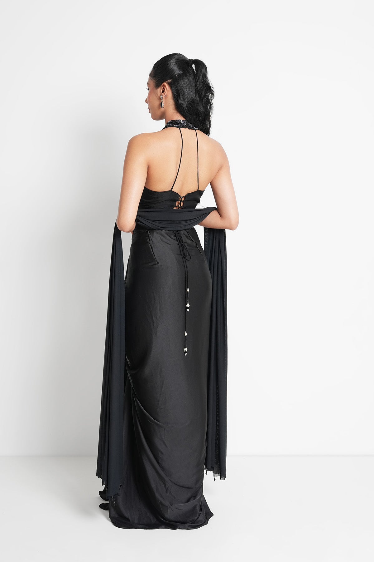Black Draped Skirt Set