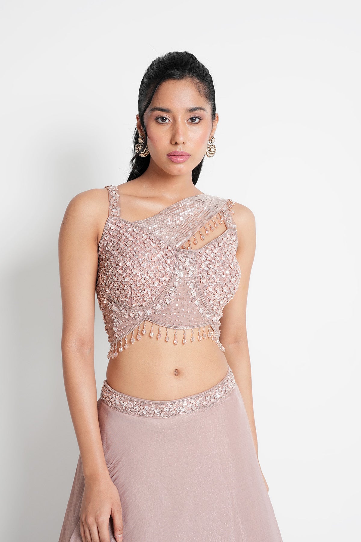 Dusty Blush Pink Lehenga Set in Tissue