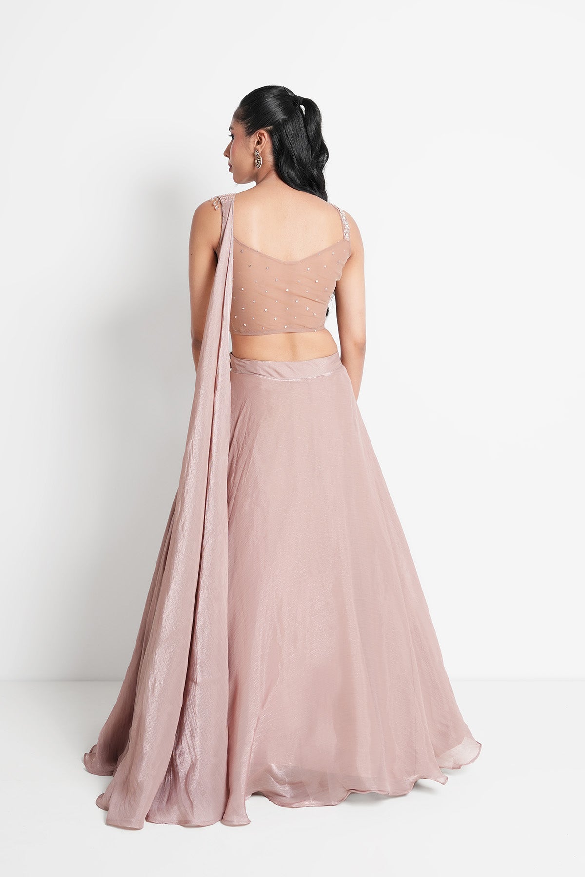 Dusty Blush Pink Lehenga Set in Tissue