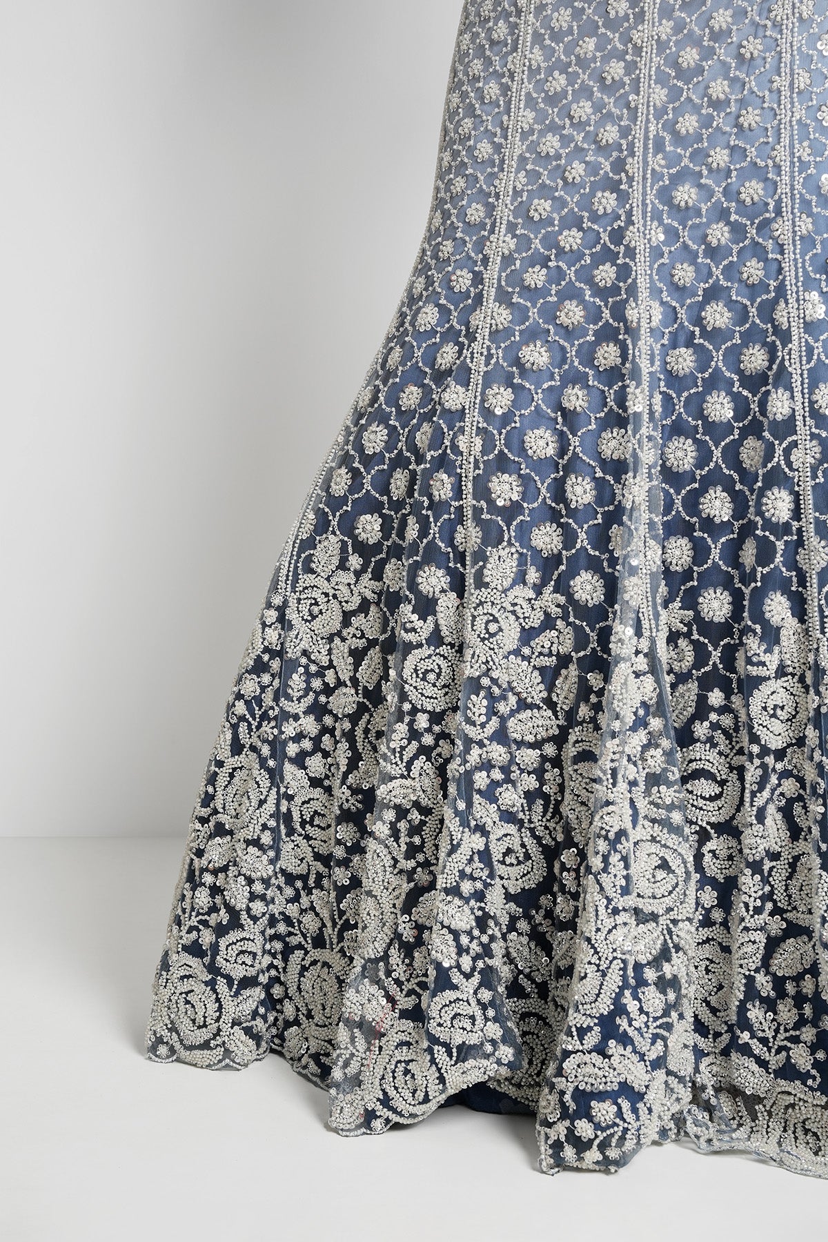 Misty Blue Ombre Fishcut Lehenga Set