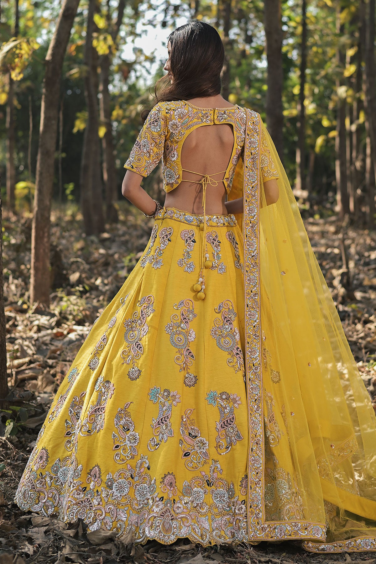 SERA I- chrome yellow lehenga set in raw silk